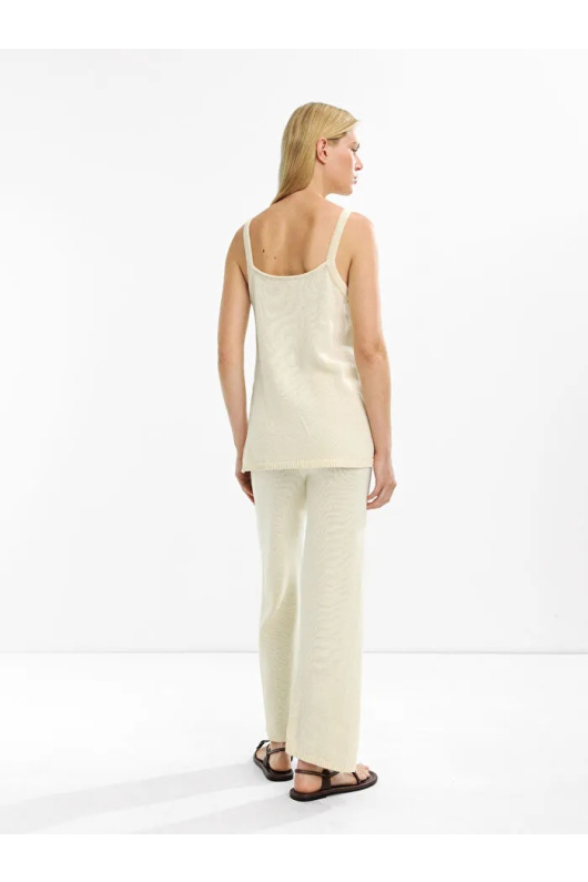 PANTALONI CREM TRICOTATI