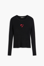 BLUZA NEAGRA CU BRODERIE INIMA