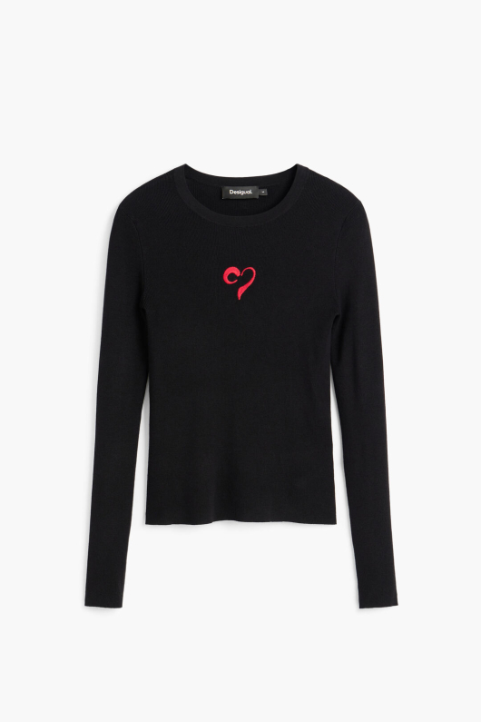 BLUZA NEAGRA CU BRODERIE INIMA