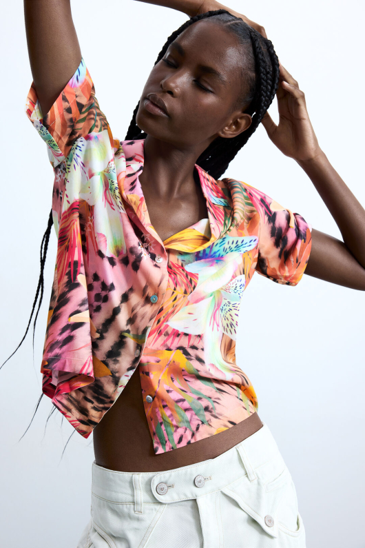 CAMASA DIN VASCOZA CU PRINT TROPICAL