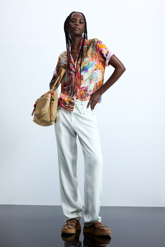 CAMASA DIN VASCOZA CU PRINT TROPICAL