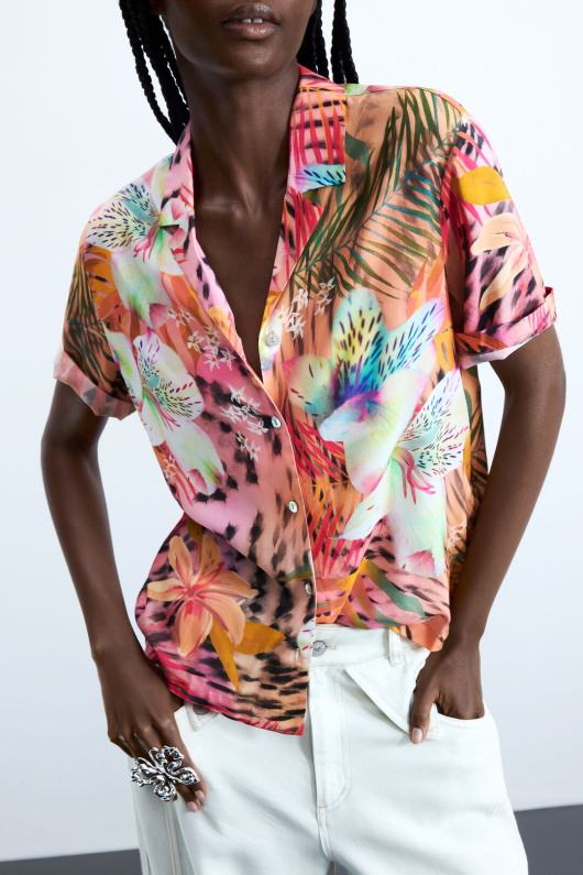 CAMASA DIN VASCOZA CU PRINT TROPICAL