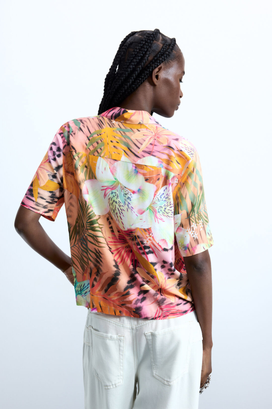 CAMASA DIN VASCOZA CU PRINT TROPICAL