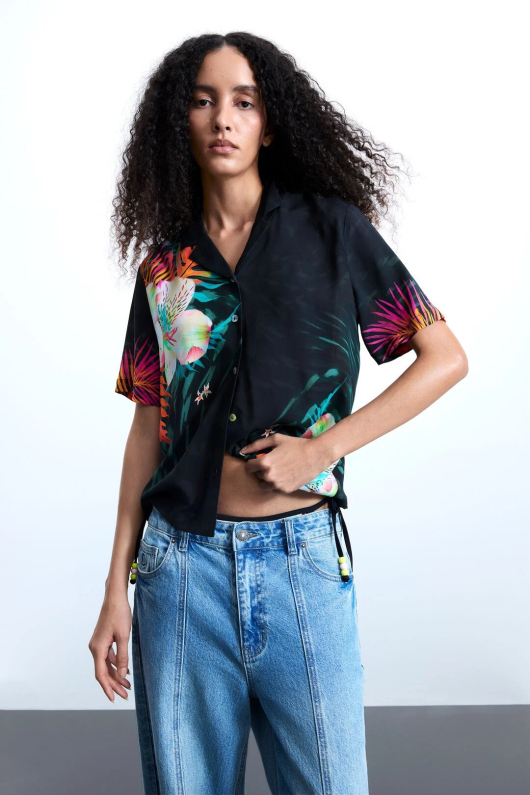 CAMASA DIN VASCOZA CU PRINT TROPICAL