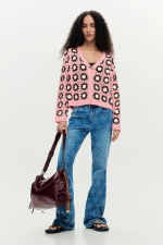 Cardigan crosetat roz