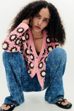 Cardigan crosetat roz