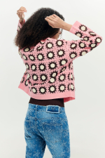 Cardigan crosetat roz