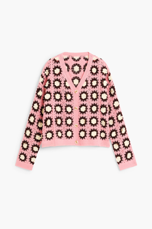Cardigan crosetat roz
