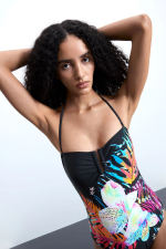 COSTUM DE BAIE CU PRINT TROPICAL