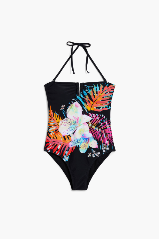 COSTUM DE BAIE CU PRINT TROPICAL