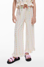 PANTALONI CREM CU BRODERIE