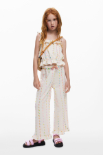 PANTALONI CREM CU BRODERIE