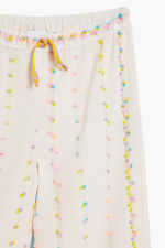 PANTALONI CREM CU BRODERIE