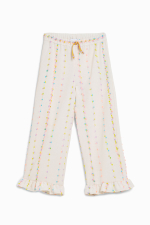 PANTALONI CREM CU BRODERIE