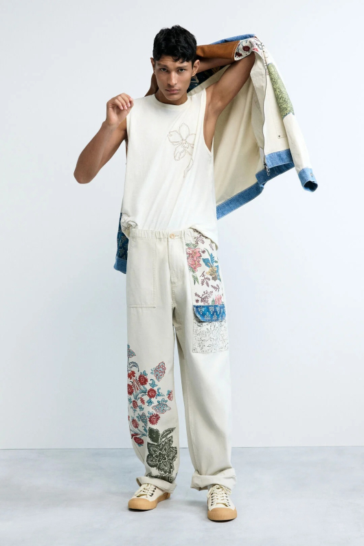 PANTALONI CU PRINT FLORAL