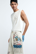 PANTALONI CU PRINT FLORAL