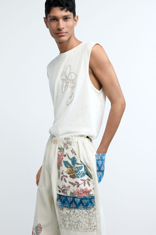PANTALONI CU PRINT FLORAL