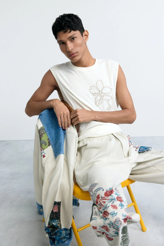 PANTALONI CU PRINT FLORAL