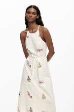 ROCHIE ALBA DIN BUMBAC. CU BRODERIE