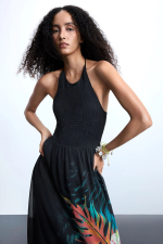 ROCHIE LUNGA CU PRINT TROPICAL