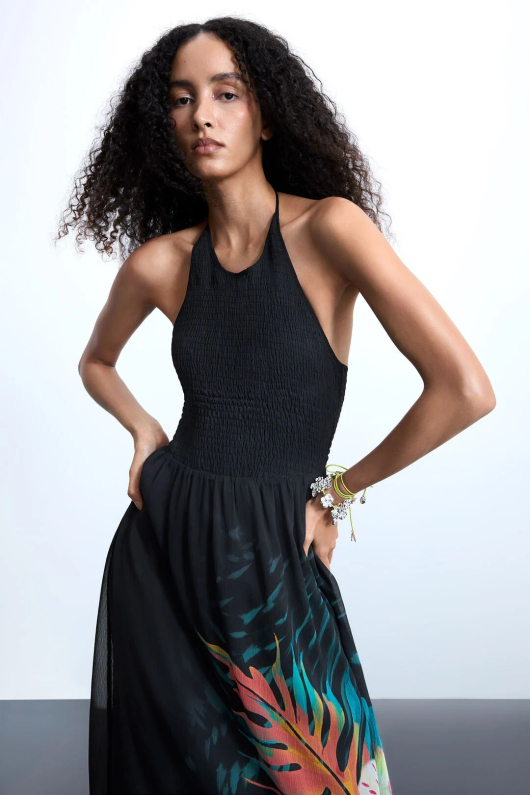 ROCHIE LUNGA CU PRINT TROPICAL