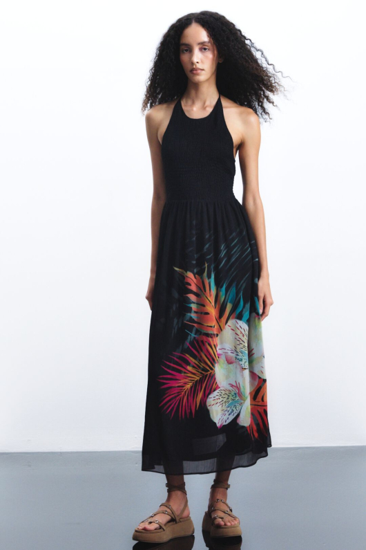 ROCHIE LUNGA CU PRINT TROPICAL