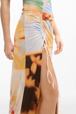 Rochie lunga drapata din tull
