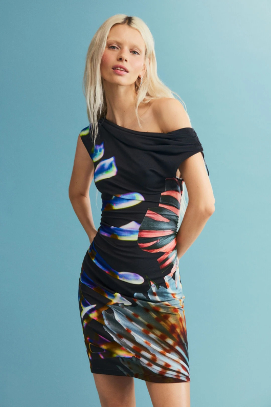 ROCHIE MINI ELASTICA, CU IMPRIMEU MARIN