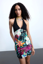 ROCHIE SCURTA CU PRINT TROPICAL