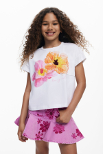 Tricou cu maneca scurta cu broderii florale