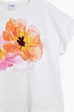 Tricou cu maneca scurta cu broderii florale