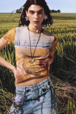 Tricou cu print patchwork