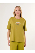 TRICOU VERDE CU FLOARE