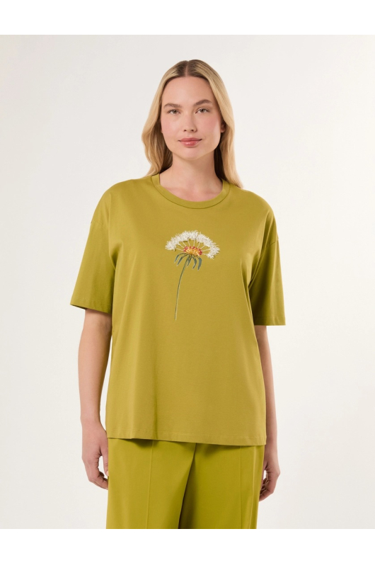 TRICOU VERDE CU FLOARE