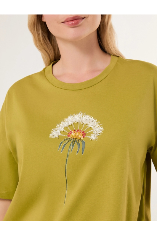 TRICOU VERDE CU FLOARE