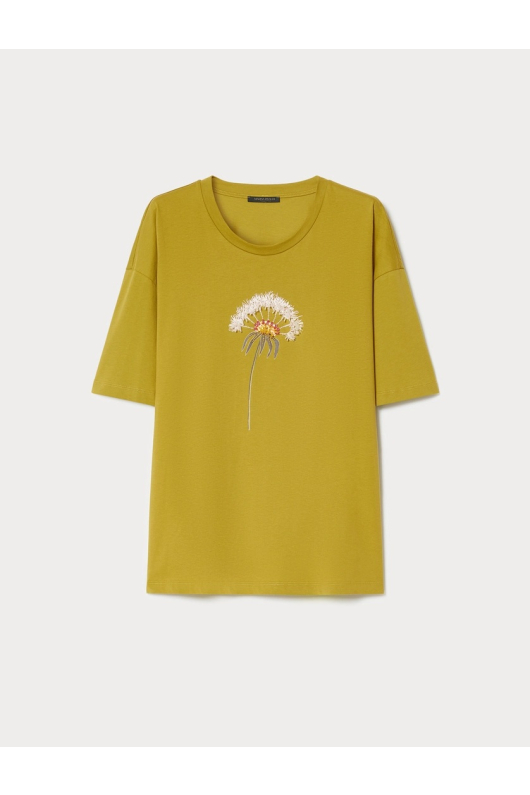 TRICOU VERDE CU FLOARE