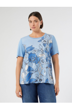 TRICOU BLEU CU PRINT FLORAL