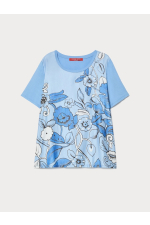 TRICOU BLEU CU PRINT FLORAL