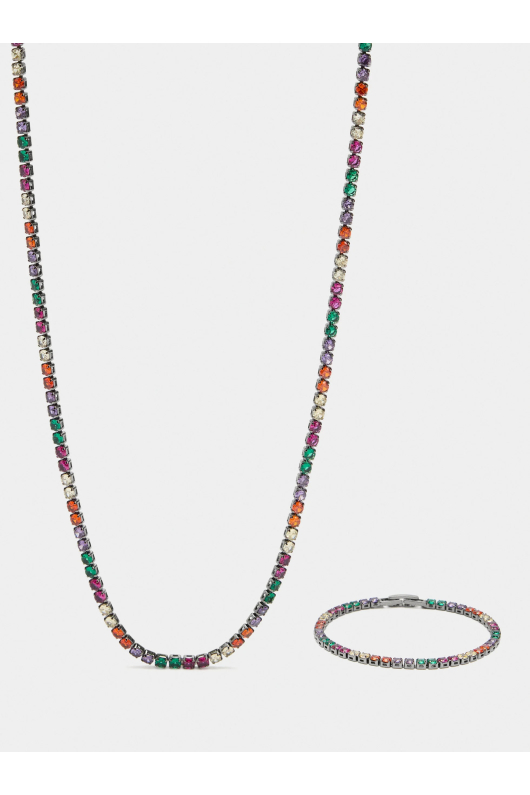 SET BRATARA SI COLIER CU PIETRE MULTICOLORE