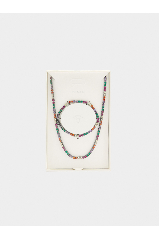 SET BRATARA SI COLIER CU PIETRE MULTICOLORE