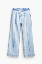 PANTALONI CROPPED, GRI CU DENIM