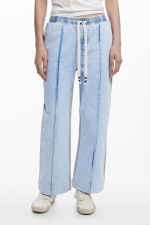 PANTALONI CROPPED, GRI CU DENIM