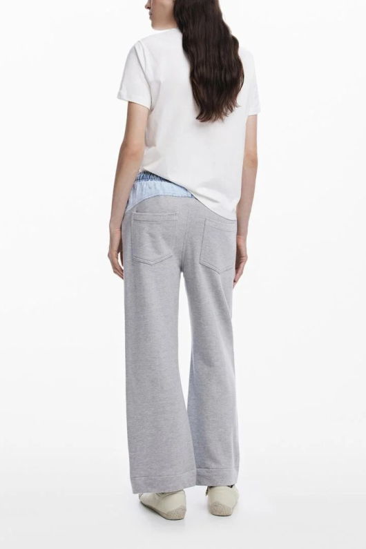 PANTALONI CROPPED, GRI CU DENIM