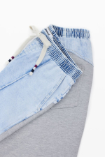 PANTALONI CROPPED, GRI CU DENIM