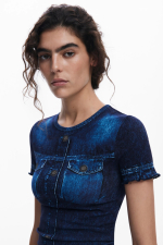 TRICOU CU PRINT DENIM