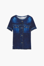 TRICOU CU PRINT DENIM