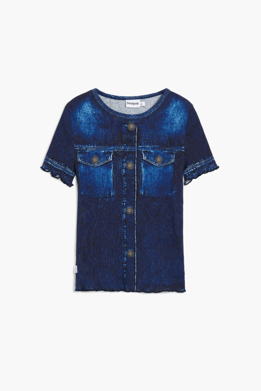 TRICOU CU PRINT DENIM