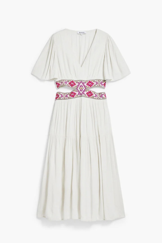 ROCHIE LUNGA BEJ CU BRODERIE
