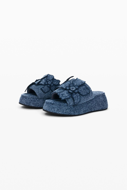 Papuci cu platforma din denim