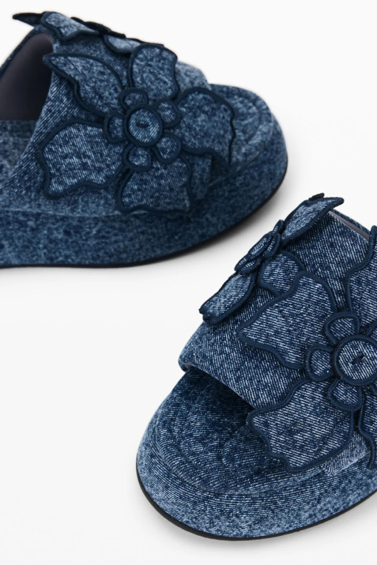 Papuci cu platforma din denim
